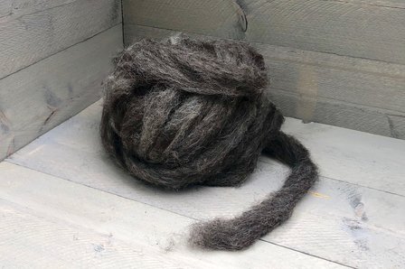 500 gram gewassen lontwol - Drents Heideschaap (grijs)