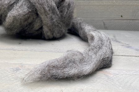 500 gram gewassen lontwol - Veenkolonist (grijs)