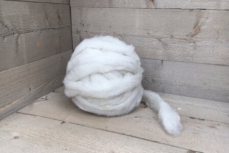 500 gram gewassen lontwol - Texelaar lamswol (ivoorwit)