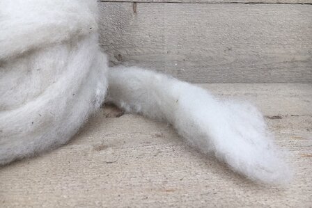 500 gram gewassen lontwol - Texelaar lamswol (ivoorwit)