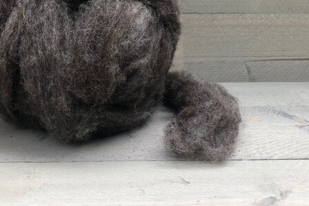 500 gram gewassen lontwol - Blauwe Texelaar (middengrijs)