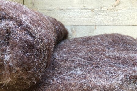 500 gram gewassen kaardvlies - Dassenkop (moorit)